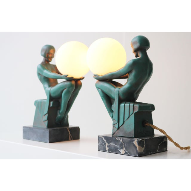 Délassement Table Lamps by Max Le Verrier, 1930, France, Set of 2 For Sale - Image 6 of 14