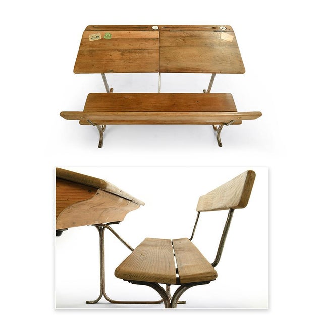 Wooden School Desk For Sale - Image 3 of 6