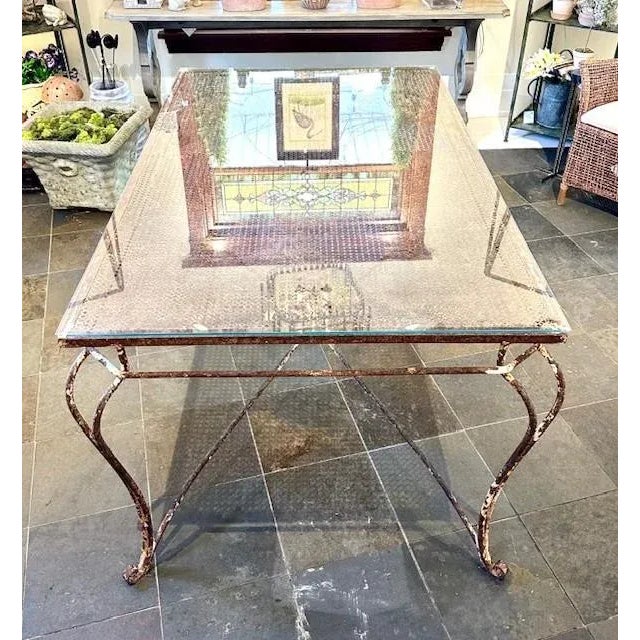 French Antique Glass + Iron Table Paris Circa 1920"s For Sale - Image 3 of 12