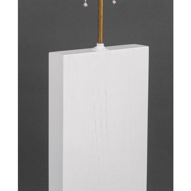 Late 20th Century Minimalist White Painted Wood Table Lamps, Pair For Sale - Image 5 of 8