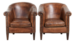 Vintage Sheepskin Club Armchairs, Set of 2
