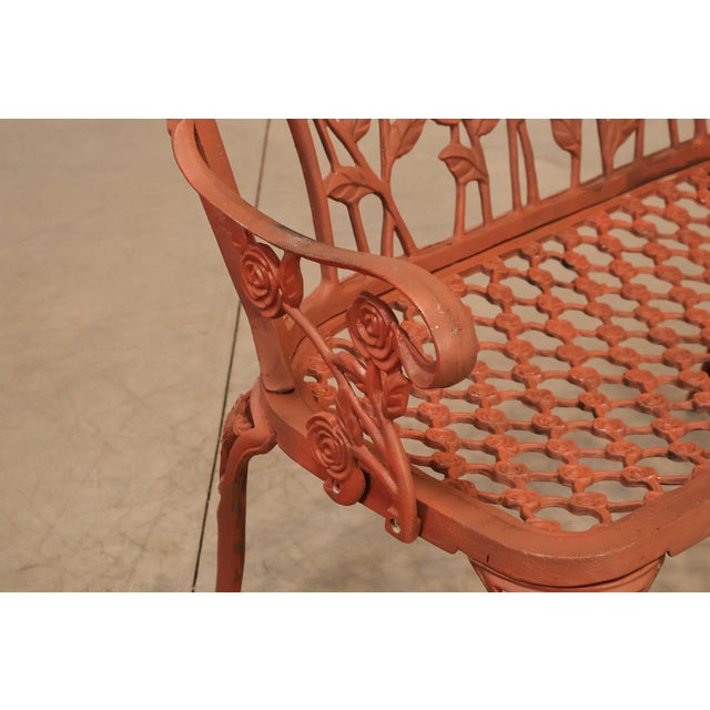 Cast Aluminum Vintage Rose Garden Bench For Sale In Philadelphia - Image 6 of 18