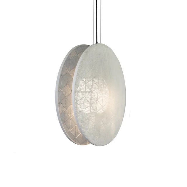 Contemporary Hush by Oggetti Galvanized Iron Pendant Light, White, Small For Sale - Image 3 of 5