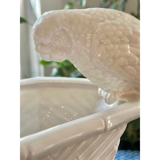 1970s Fitz & Floyd White Parrot Faux Bamboo Chinoiserie Planter Japan For Sale In New Orleans - Image 6 of 11