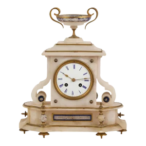 Antique French Alabaster and Bronze Mantel Clock