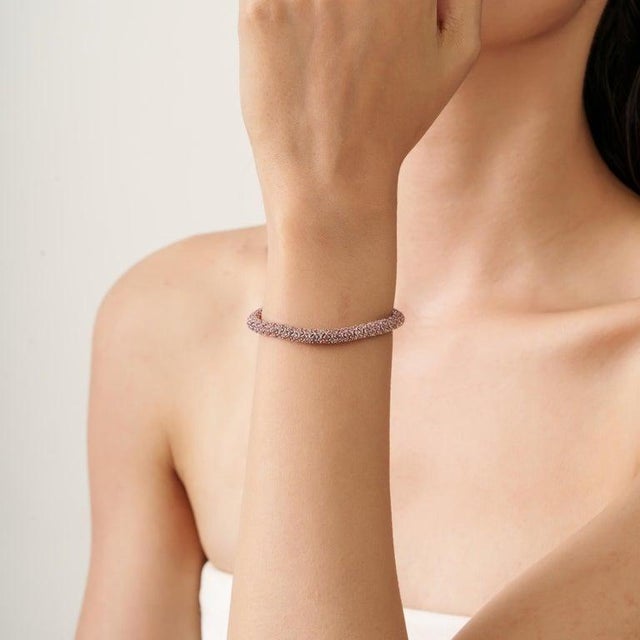 Golden Orange Sapphire Rope Bracelet in 925 Silver For Sale - Image 4 of 13