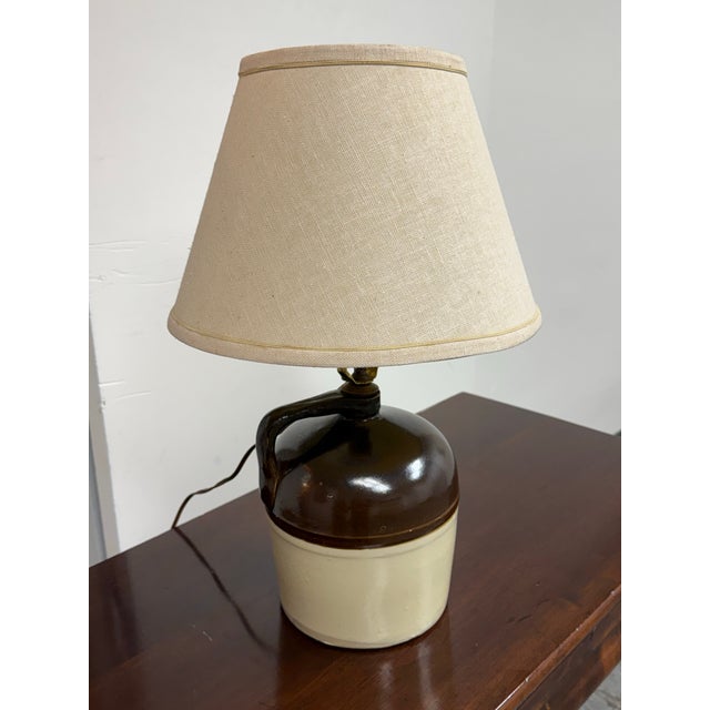 Rustic Rustic Two-Tone Ceramic Jug Table Lamp, Vintage For Sale - Image 3 of 12