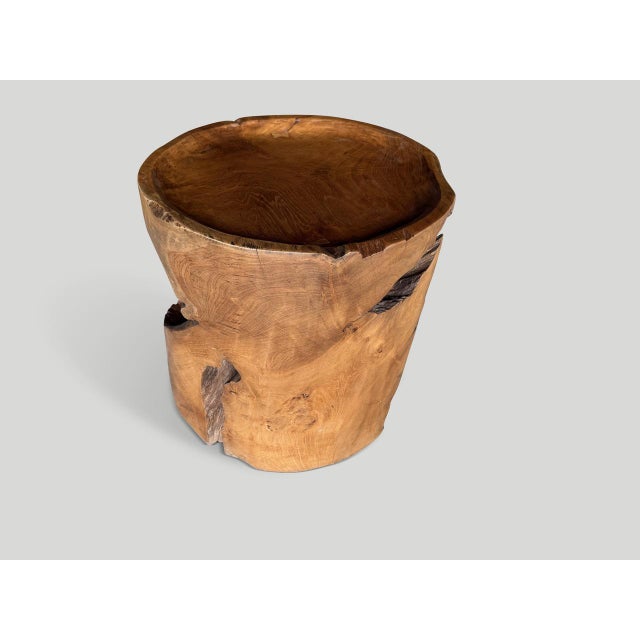 Andrianna Shamaris Large Sculptural Teak Wood Tray Style Side Table For Sale In New York - Image 6 of 6