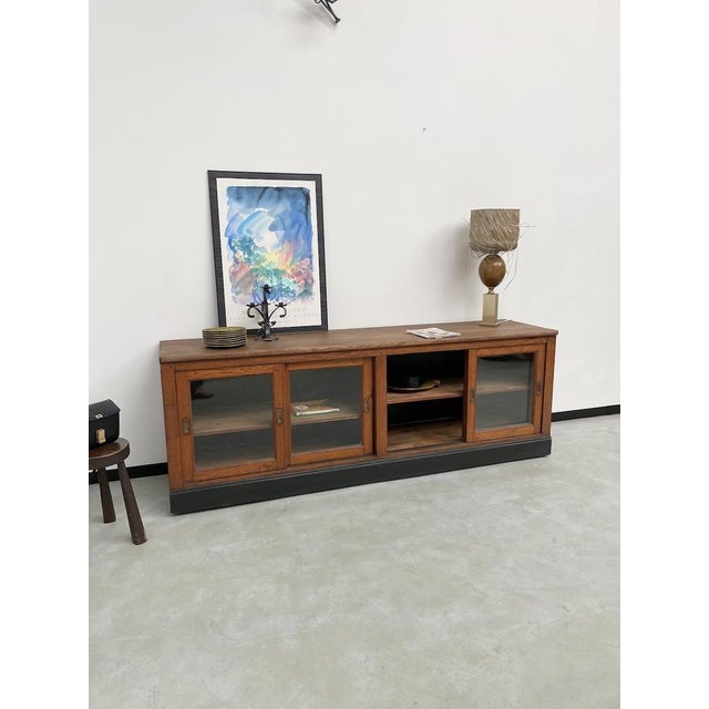 Oak Sideboard with Glass Doors, 1950s For Sale - Image 4 of 18