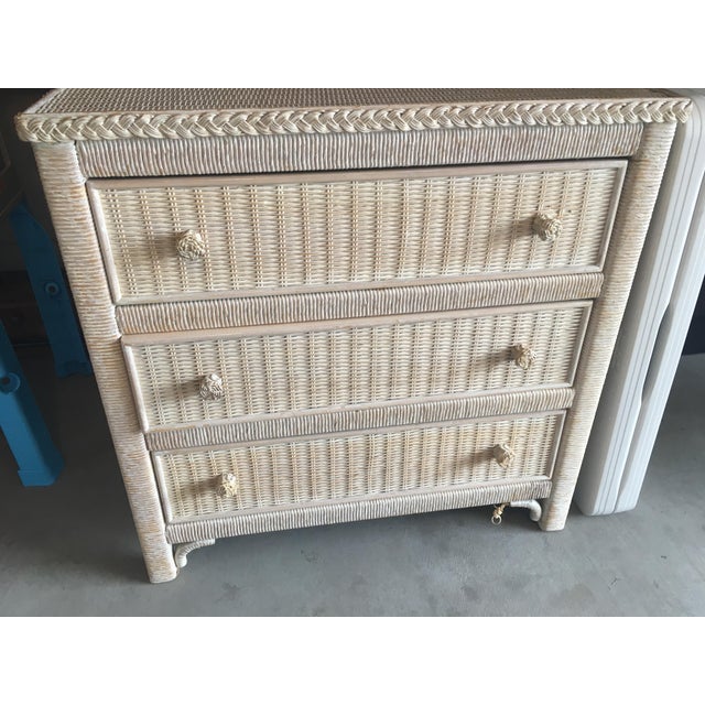 Henry Link White Wicker Vintage 3 Drawer Chest Dresser Set Chairish