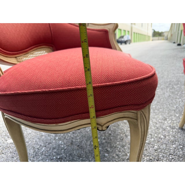 1940s French Provincial Fauteuil Carved Wood Upholstered Chairs For Sale - Image 12 of 17