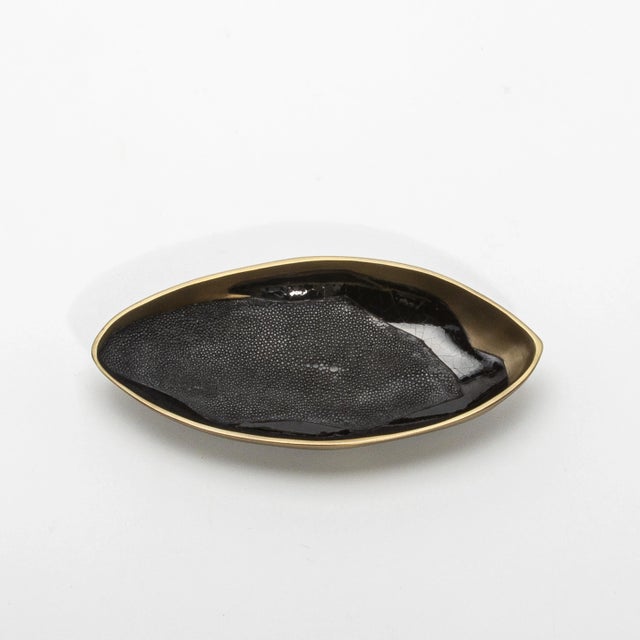 Bowl in Bronze Patina Brass With Black Shell Details by Kifu Paris