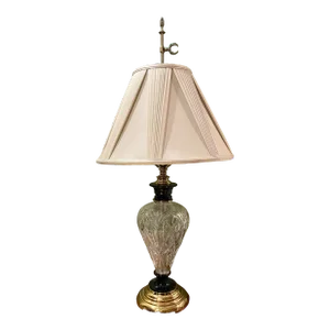 1980s Frederick Cooper Brass Crystal Marble Table Lamp