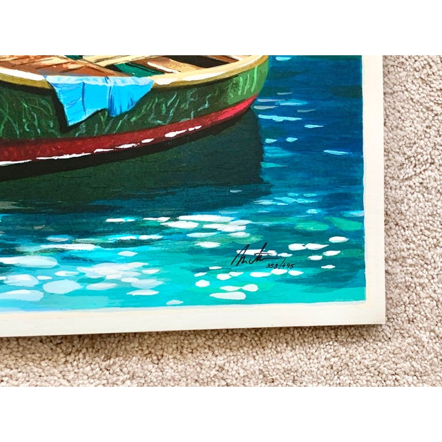 Contemporary “Fisherman Village” by Anatoly Metlan Signed and Numbered Seriolithograph For Sale - Image 3 of 12