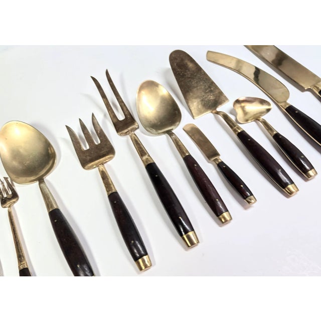 Mid-Century Modern Mid Century Rosewood and Brass Serving Set- Set Of For Sale - Image 3 of 12