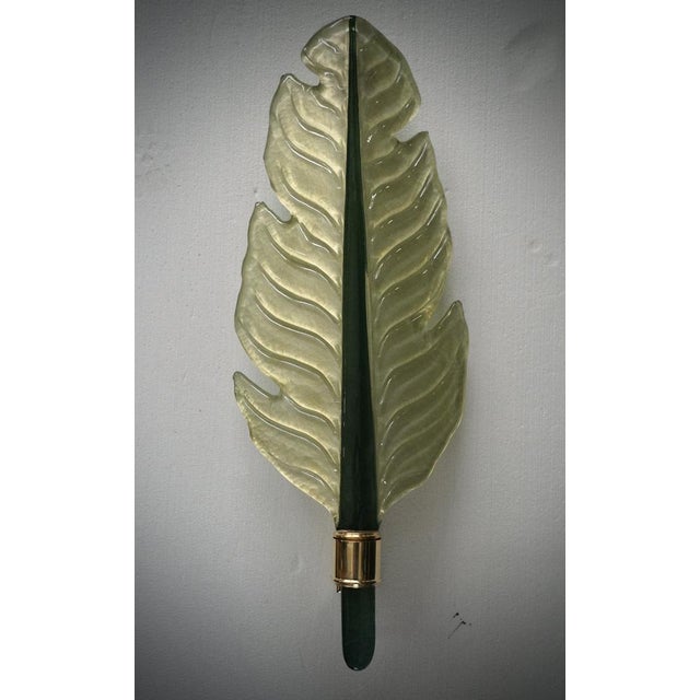 Green Murano Glass and Brass Sconce, 1980s For Sale - Image 9 of 9