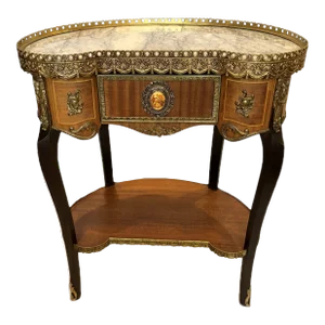 Early 20th Century French Louis XV Style Marble Top Kidney Side Table