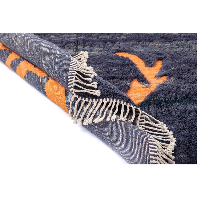 2020s Abstract Hand-Knotted Moroccan Wool Rug | 9'11" X 6'8" | One of a Kind For Sale - Image 5 of 8