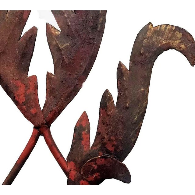 Monumental Mid-20th Century Spanish Revival Red Wrought Iron 5-Light Wall Sconce — 3 Feet Tall For Sale In Las Vegas - Image 6 of 8