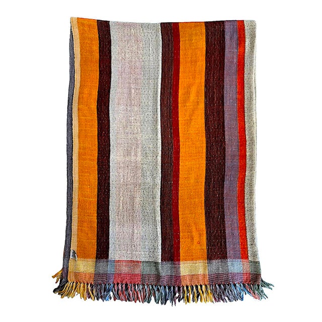 2020s Hand Woven Color Block Silk/Wool Throw by Neeru Kumar for Pavo For Sale - Image 5 of 11