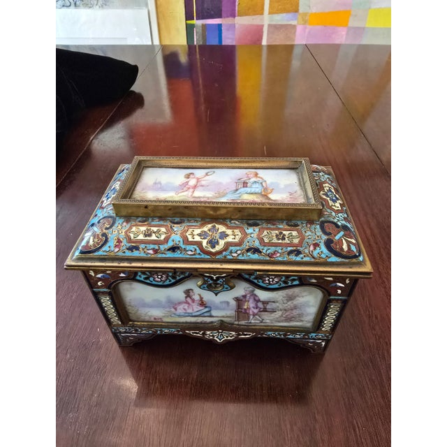 Antique original ( 150 years old or older guaranteed handmade limited production piece ) a gilded bronze enamel champleve...