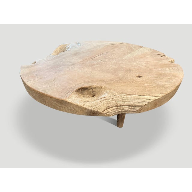 Andrianna Shamaris Impressive Organic Round Teak Wood Coffee Table For Sale - Image 17 of 18