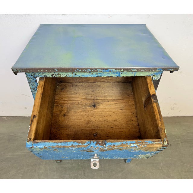 Industrial Blue Iron Chest of Drawers, 1950s For Sale - Image 15 of 18
