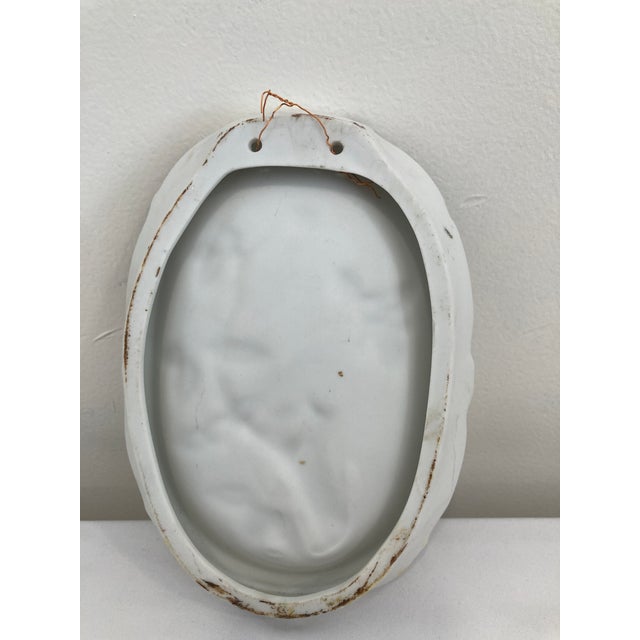 Vintage Raised Relief Porcelain Bird Wall Plaque With Floral Motif For Sale - Image 10 of 11