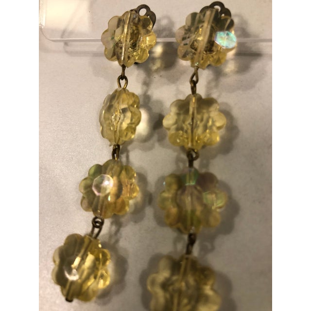 Plastic 1960s Pair of Austrian Yellow Floral Lucite Dangle Earrings For Sale - Image 7 of 9