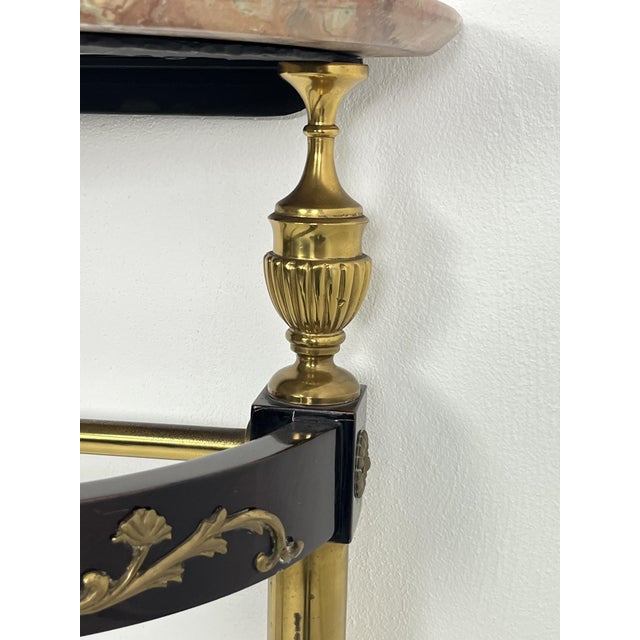 Mid-Century Modern Console Table in Brass with Lacquered Beech and Marble, 1950s For Sale - Image 6 of 14