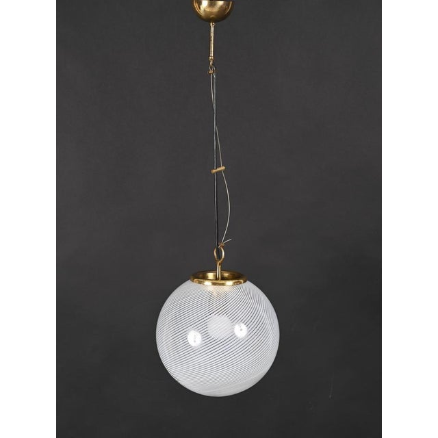 Mid-Century Tessuto White and Crystal Murano Glass Chandelier from Venini, 1970s For Sale - Image 13 of 18