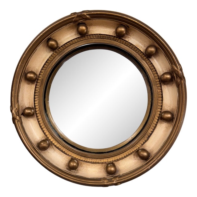 Antique Gold Convex Accent Mirror For Sale