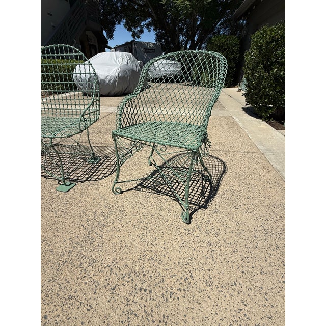 Bottle Green 19th Century English Bench With Matching Chairs For Sale - Image 8 of 12