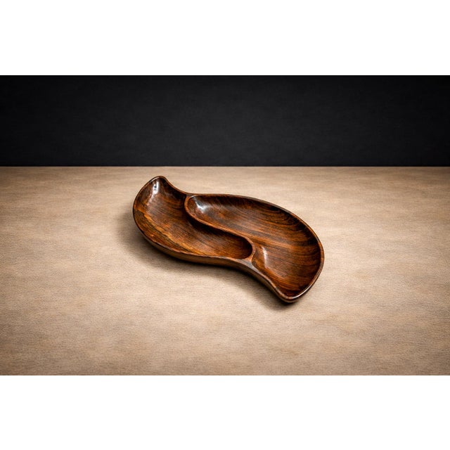 1960s Serving Tray With Shape of Leaf in Rosewood, Unknown, 1960s For Sale - Image 5 of 5