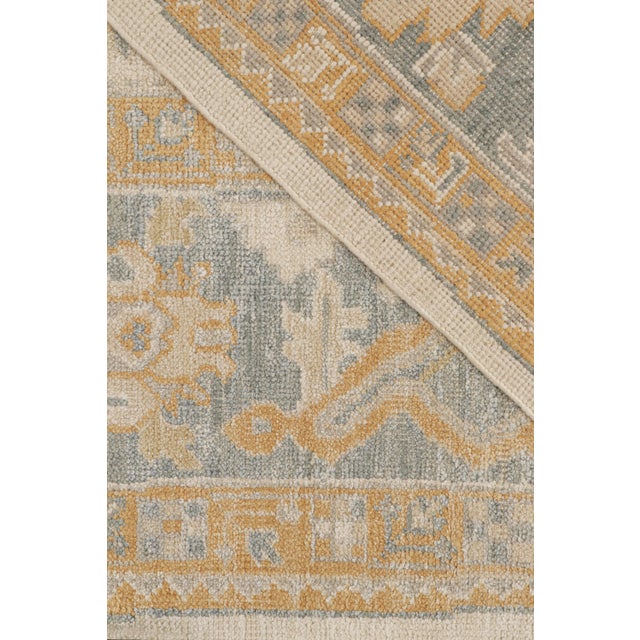 Textile Rug & Kilim’s Oushak Rug in Beige, Gold and Blue Floral Patterns For Sale - Image 7 of 7