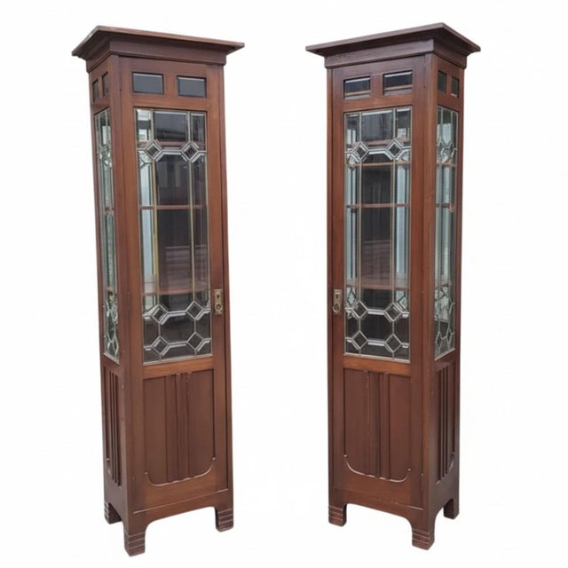 Art Nouveau Wood Showcases, Central Europe, 1910s, Set of 2 For Sale - Image 9 of 9
