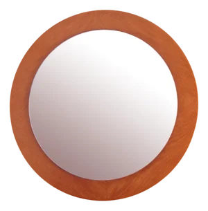 Vintage Round Light Wood Wall Mirror, 1960s