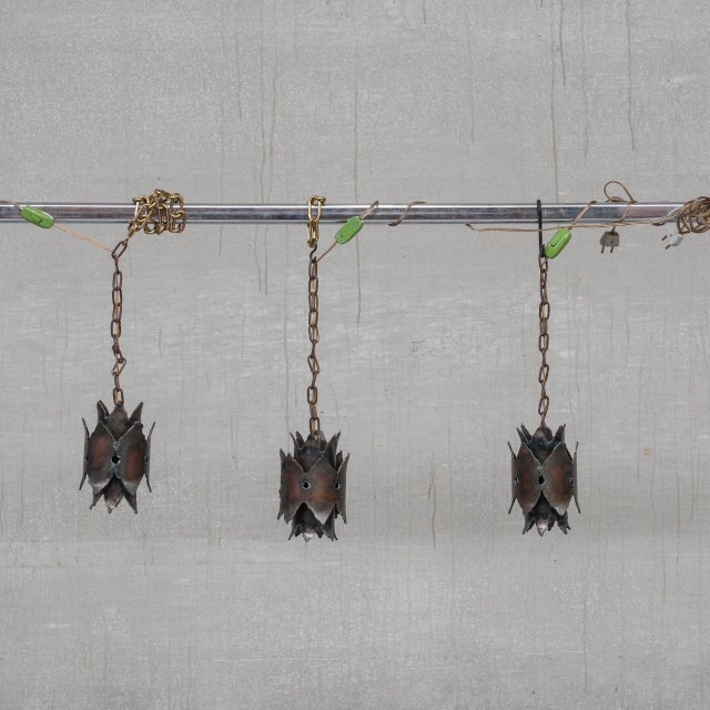 Late 20th Century Brutalist Swedish Pendant Lights, 1970s, Set of 3 For Sale - Image 9 of 9