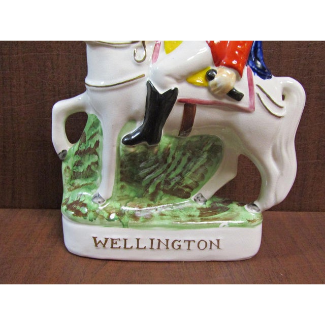 Antique Staffordshire Style Wellington Horseback Figurine Ceramic 10" L For Sale - Image 11 of 12