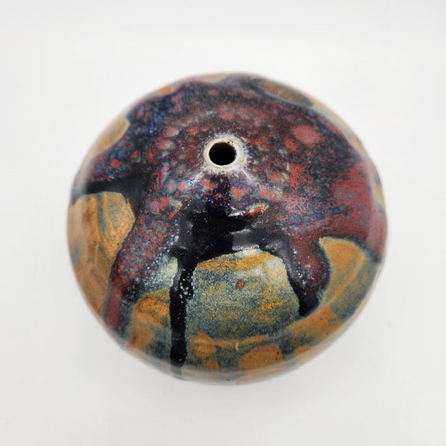 Mid-Century Modern Mid-Century Modern Oxblood & Cobalt Studio Pottery Weed Pot, USA For Sale - Image 3 of 10