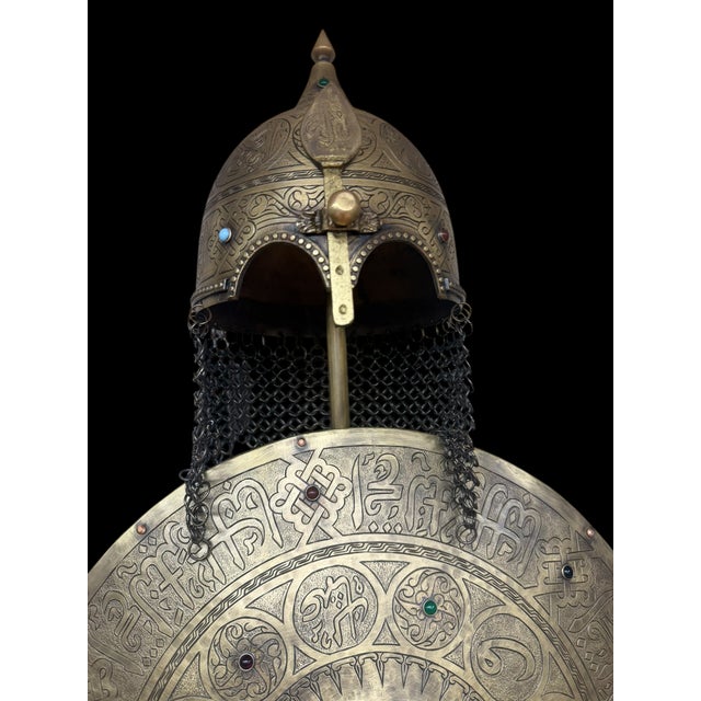 Turkish Brass Calligraphy Helmet Shield Set For Sale - Image 4 of 18
