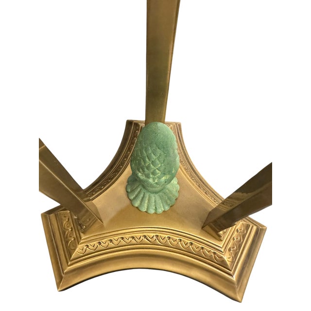 Vintage French Empire Style Mint Green and Brass Table Lamp For Sale - Image 10 of 12