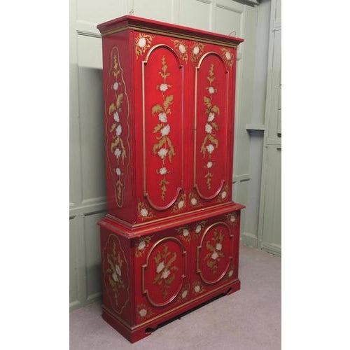 Red Lacquer Cabinet with Interior Drawers and Shelves, 1960 For Sale - Image 4 of 9