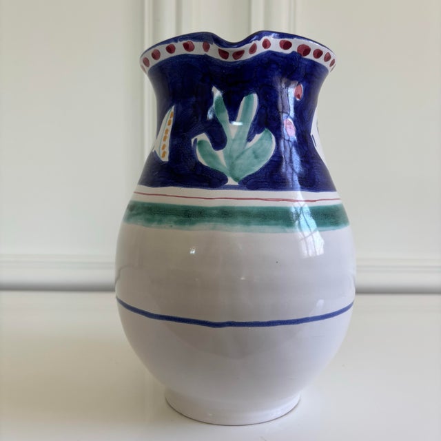 Vintage Coastal Casa Fina Hand Painted Fish Pitcher For Sale - Image 4 of 10