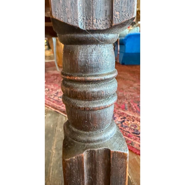Brown Antique Oak Small Dining Table With Turned Legs Slight Eastlake Styling For Sale - Image 8 of 10