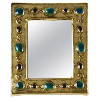 Mid 20th Century French Mid-Century Ceramic Mirror Frame by François Lembo For Sale