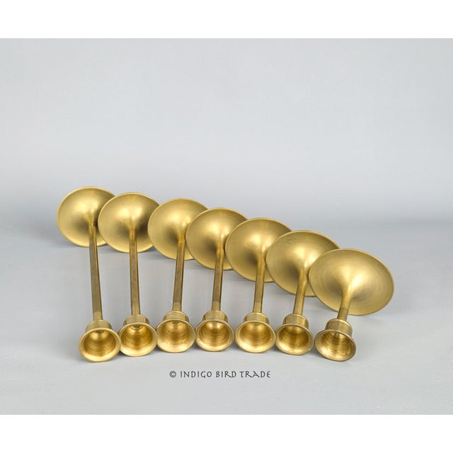 Vintage Solid Brass Tulip Style Candlesticks - Set of 7 For Sale - Image 4 of 5