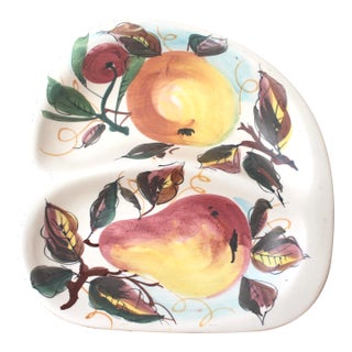 Vintage Italian Summer Fruit Ceramic Dish Two Section For Sale