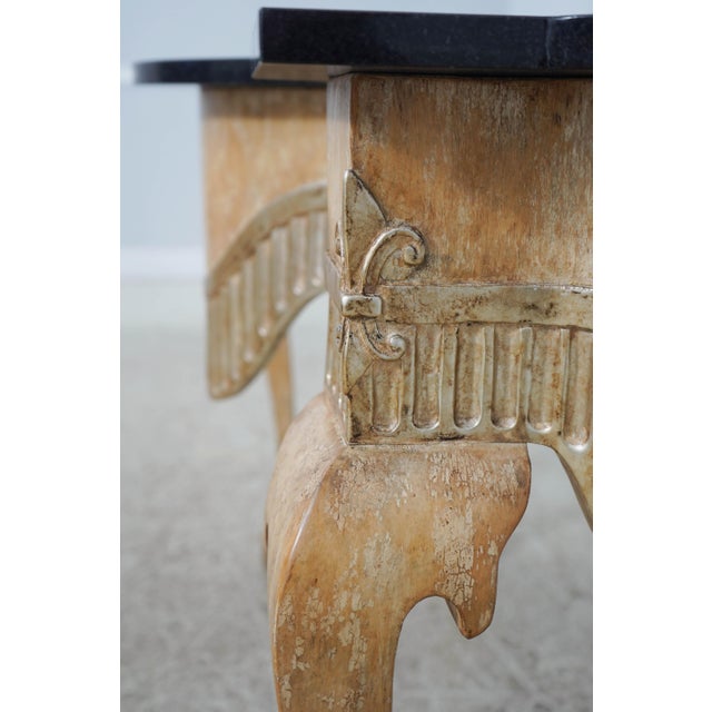 Gold Gilted & Painted Granite Top Console Table For Sale - Image 8 of 14