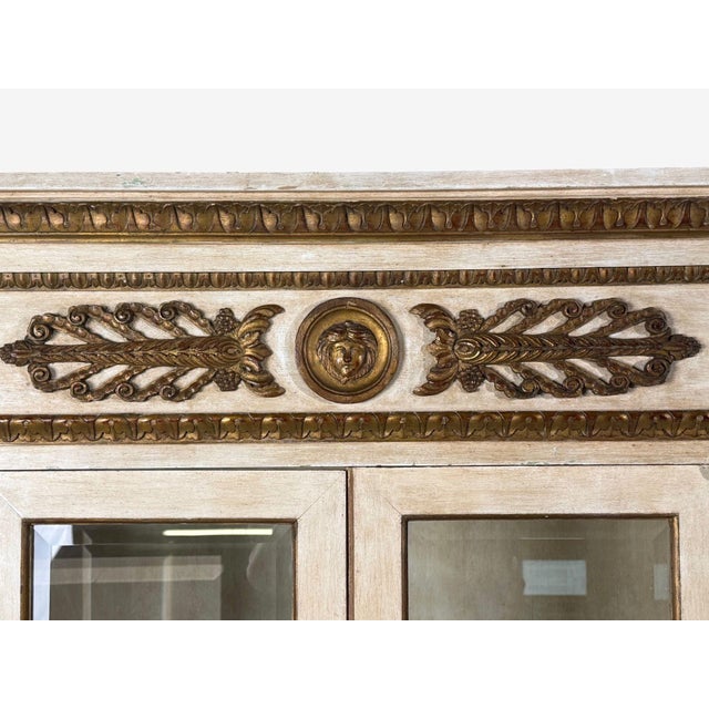 French Regency, Monumental Bookcases, Cream Painted Wood, Gilt, France, 19th C. For Sale - Image 12 of 18